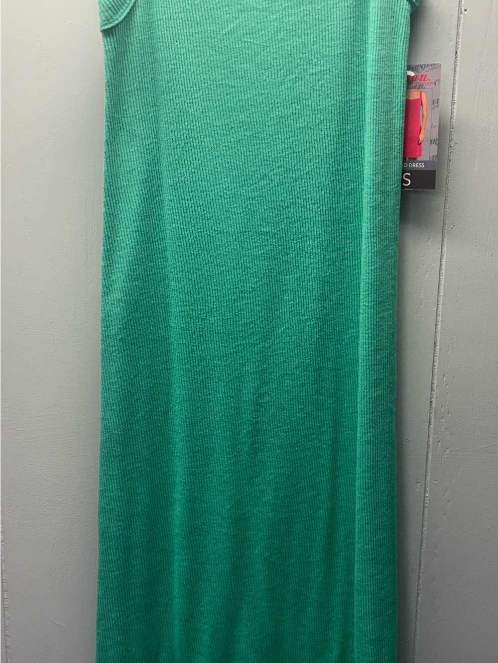 Sleeveless Ribbed Midi Dress in Bright Teal Green